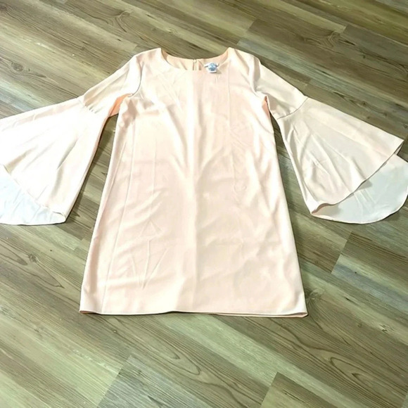 Bar III Women Bell Sleeved Shift Dress Ballet Pink Size L Lined Cocktail Flowy - Picture 3 of 13